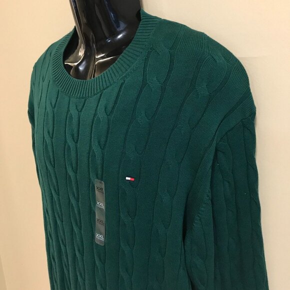 Men's Tommy Hilfiger Flag Logo Cable Knit Sweater-Size 2XL - Picture 12 of 15